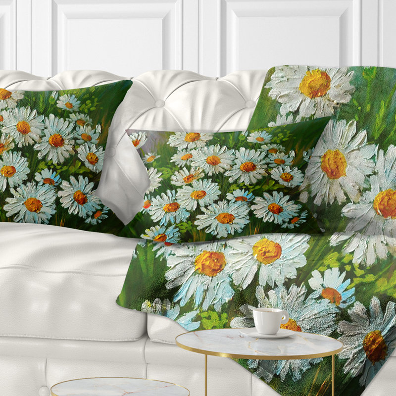Floral Heavily Textured Daisies Art Pillow, Rectangular, 12" x 20"