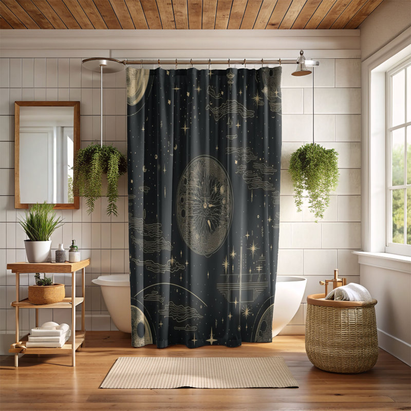 Adryn Abstract Shower Curtain, 74"H x 71"W
