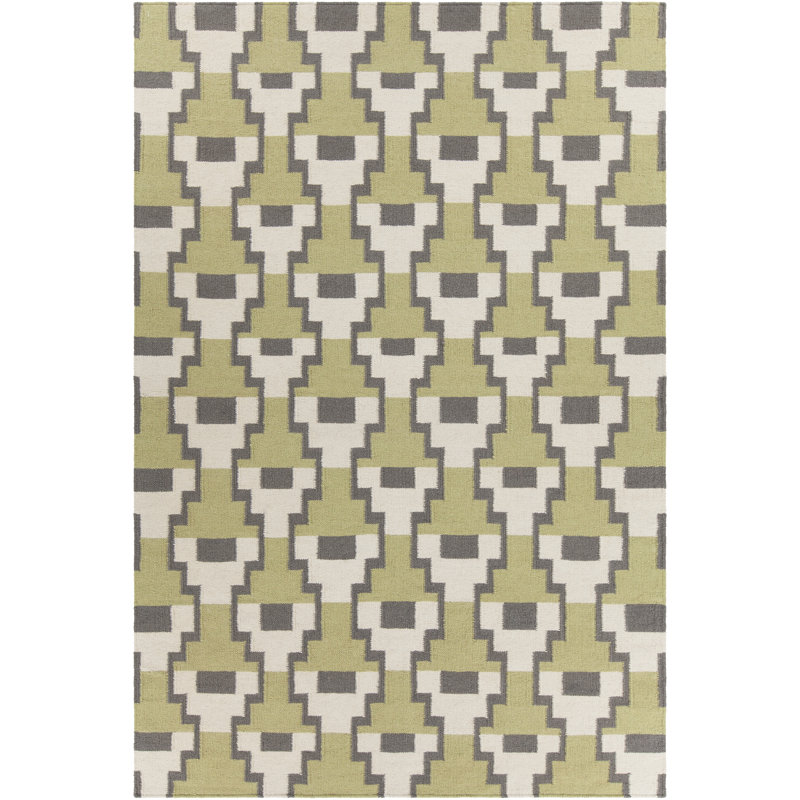 Tapis vert contemporain Louis, 5 pi x 7 pi 6 po