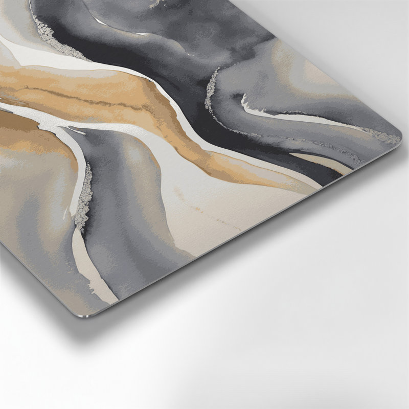 Aquarelle abstraite 25, art mural en métal beige, H 18 po x l 12 po