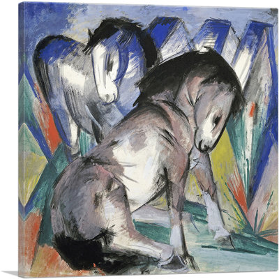 «Two Horses 1913» par Franz Marc, reproduction d'art sur toile tendue
