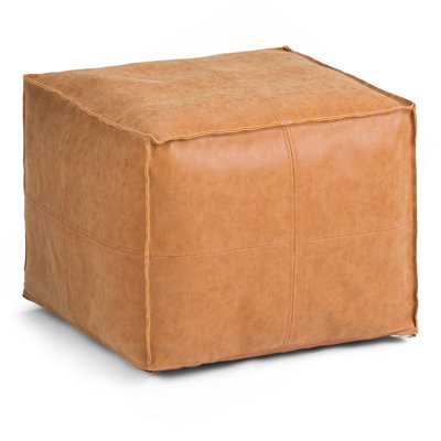Square Pouf Ottoman in Faux Leather