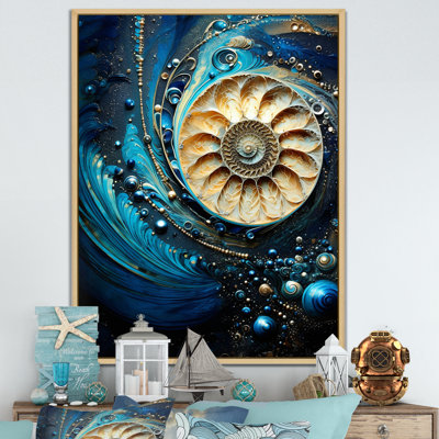 Nautilus, saphir, coquillages I sur toile