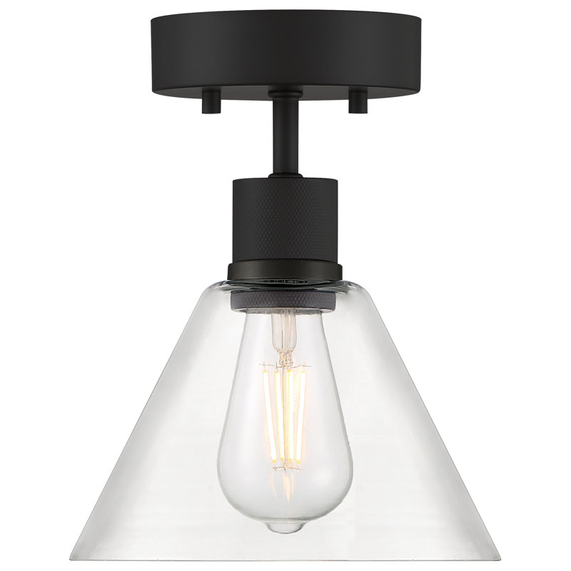 Southglenn Glass Semi Flush Mount, Matte Black