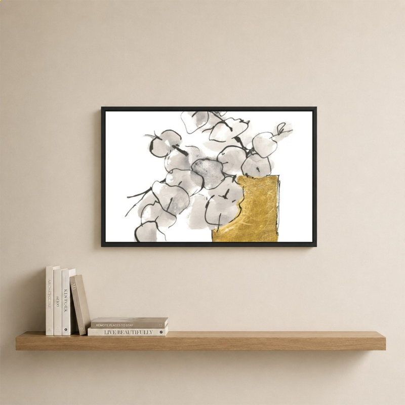 «Delicate Gilded Vase IV» par Chris Paschke - impression sur toile, H 24 po x l 34 po, Noir