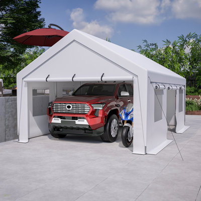 Heavy Duty Steel Carport Storage Canopy Garage Tent W/ Removable Sidewalls