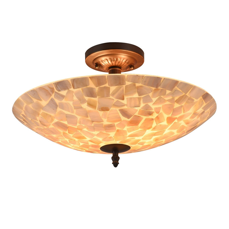 Plafonnier semi-encastré en cristal Chloe Lighting - H 13,8 "mosaïque moderne 2 lumières avec abat-jour 16"