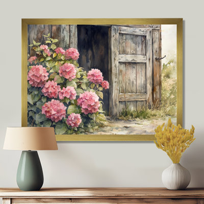 «Donnal Hydrangeas By The Farmhouse Gate I - Hydrangea», art mural