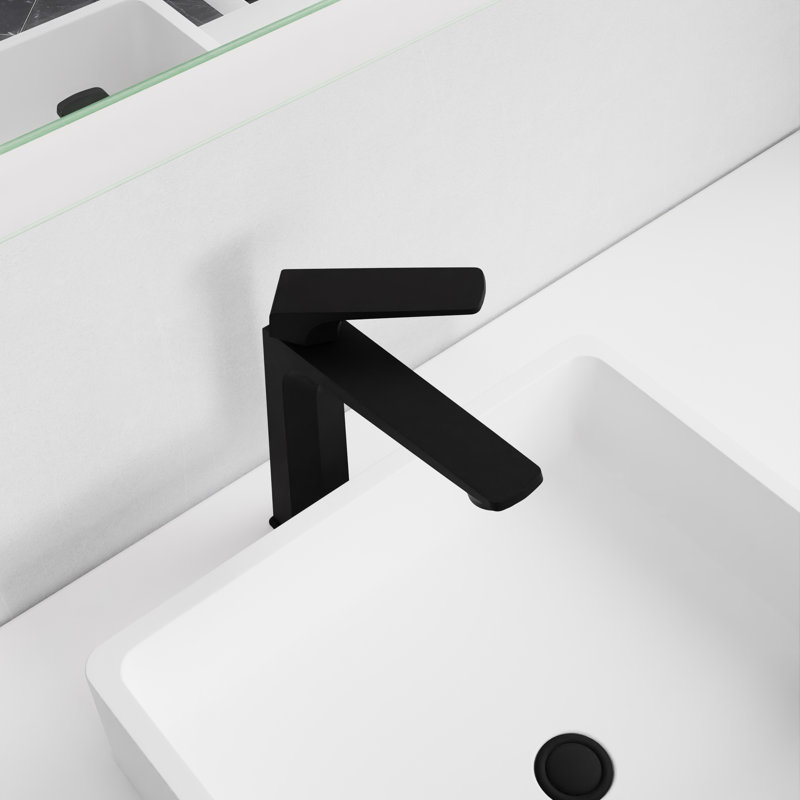 Single-handle Bathroom Faucet with Drain Assembly, Matte Black
