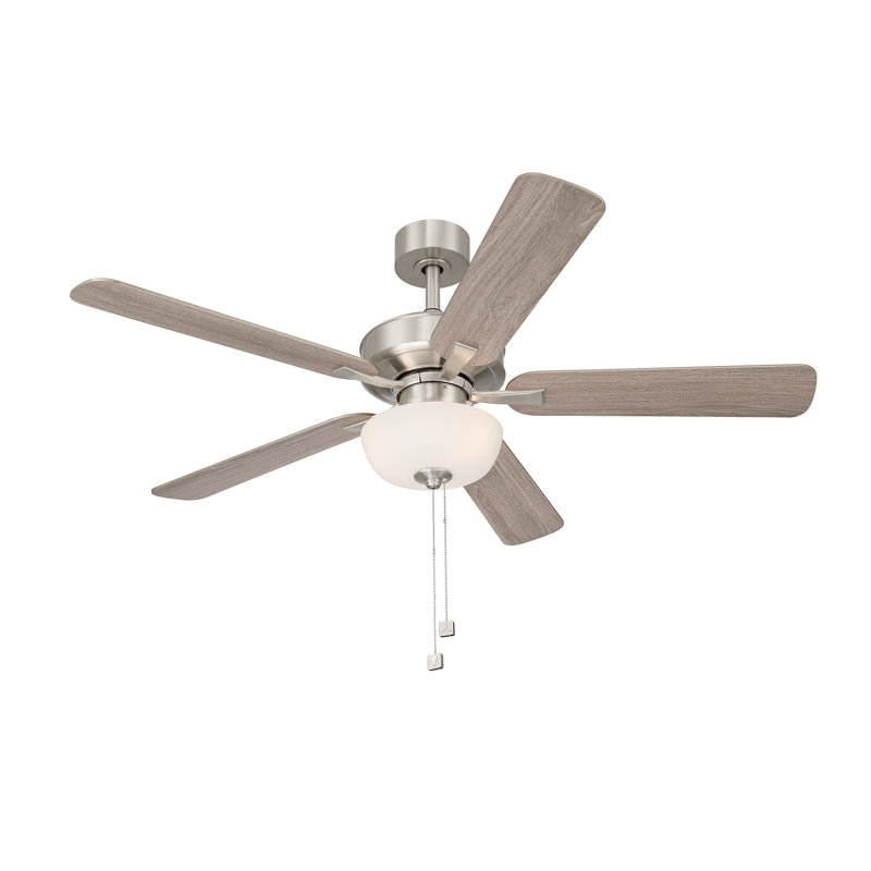 Gallant II 52 in. Indoor/Covered Outdoor Brushed Nickel Transitional Ceiling Fan with Three 3000K LED Bulbs Included, Gray