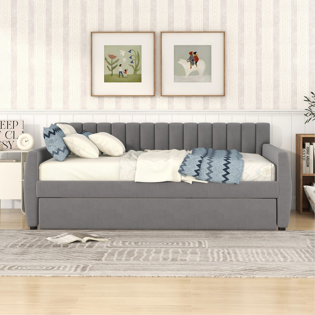 Dijuan Daybed,Upholstered Platform Bed with Trundle bed Mercer41 