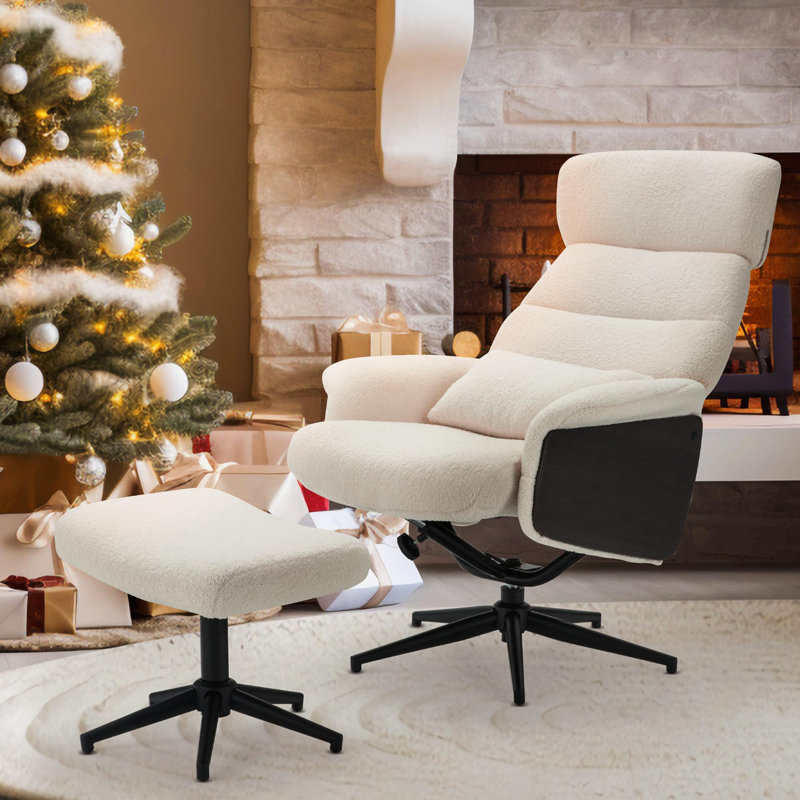Fauteuil d'appoint pivotant l 31 po avec repose-pieds et dossier inclinable