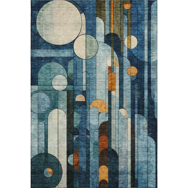 Premium Machine Washable Dimatteo AMF1125 Geometric Rug, Rectangle 5' x 7'6"