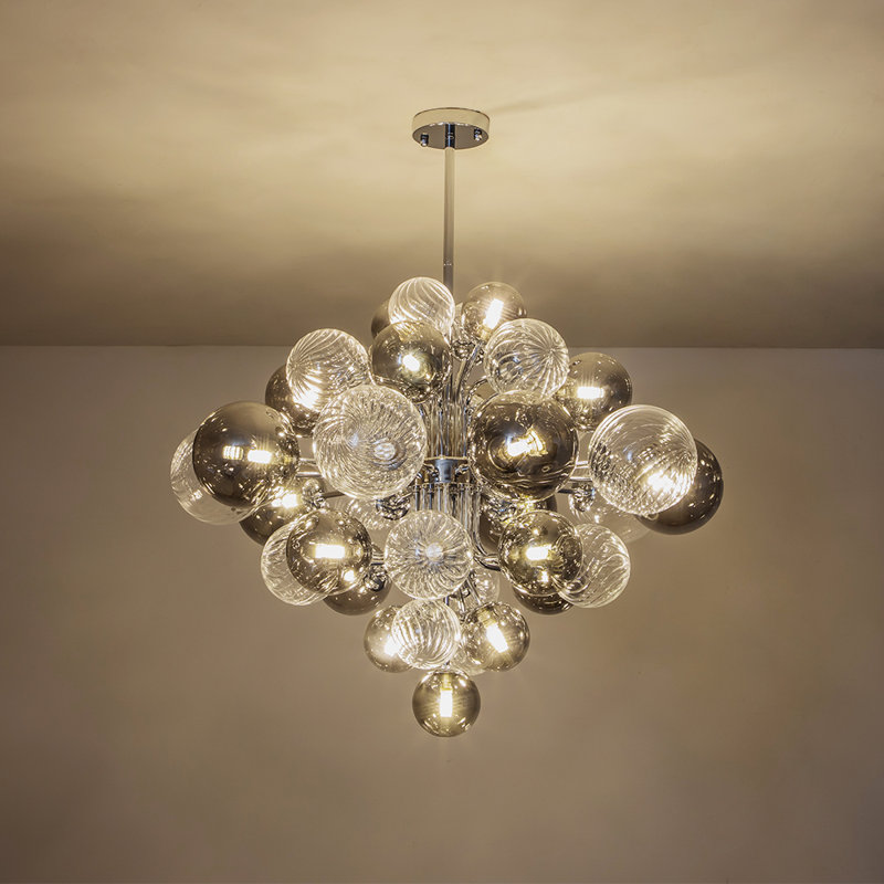Lustre à bulles en verre fumé 18 lumières Avaeya