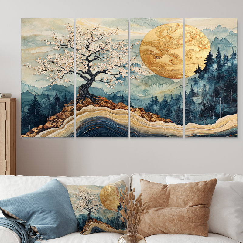 Cherry Blossom Tree Dreams Of Hanami III - Art mural fleur de cerisier - Décoration murale traditionnelle, H 32 po x l 64 po