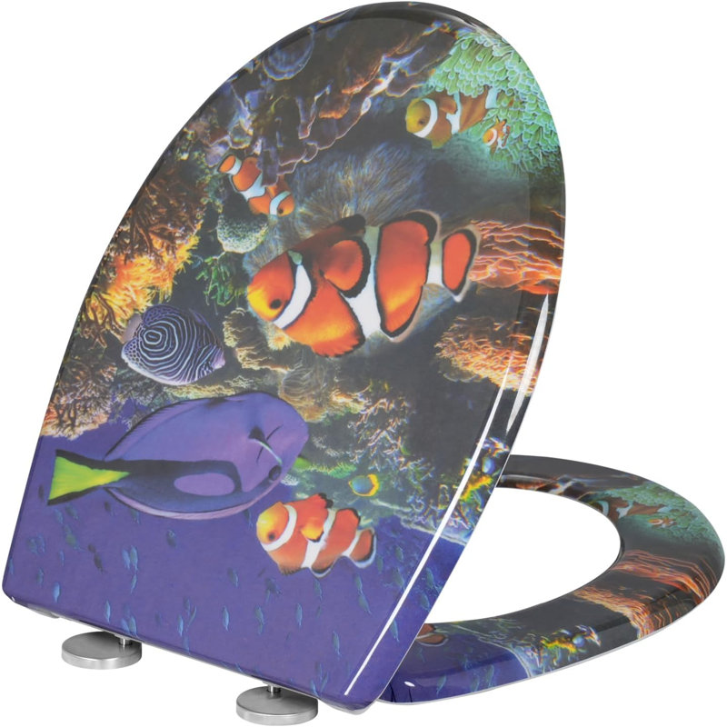 O-Shape Soft-Close Toilet Seat With Quick-Release Function And Decorative Motif, Top Or Bottom Mounting, 175Kg Load Capacity