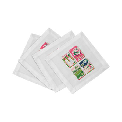 Serviettes de table en satin de coton Mahjong Court Side