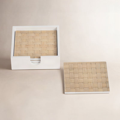 Woven Ash Coaster Set with Holder
