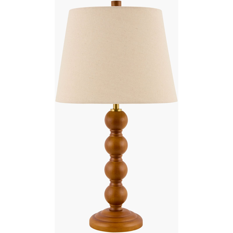 Lampe de table en bois massif 1 lumière Hananiah, Brun
