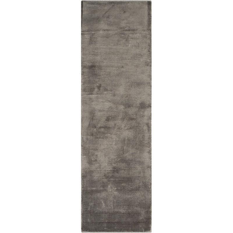 Lunar Solid Colour Viscose Hand Woven Area Rug, Runner 69 x 226cm