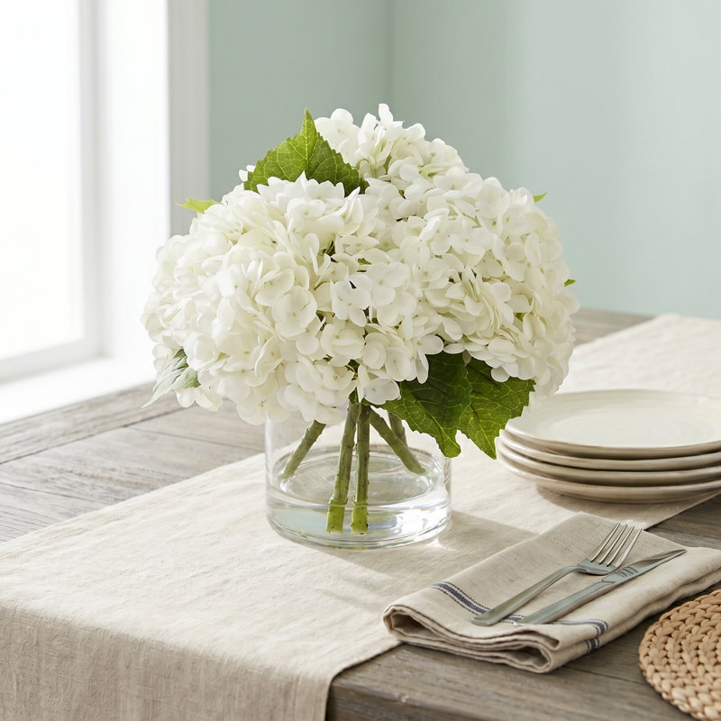 Faux Hydrangea Arrangement, White
