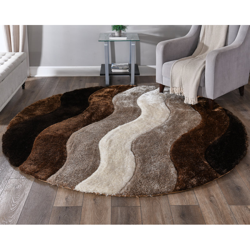 Tapis brun de la collection Garion, Rond 6 pi 9 po