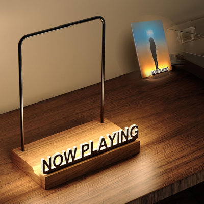 Présentoir en vinyle Now Play, lettres noires