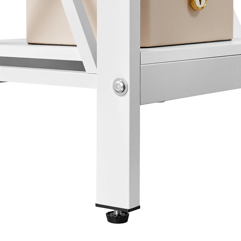 Alonso 24.2" Tall X-Shaped Nightstand Open Shelf 3 Tier Storage Nightstand For Bedroom Living Room, White, Individual