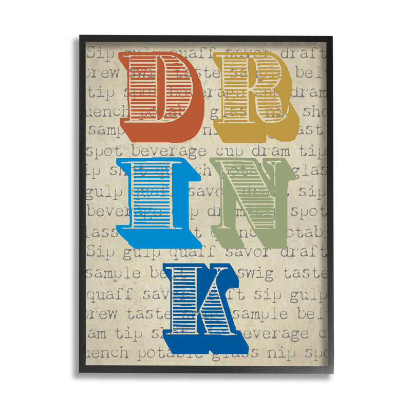 «Drink», estampe de style antique, typographie, mots de cuisine, estampe numérique, art texturé par Graffitee Studios