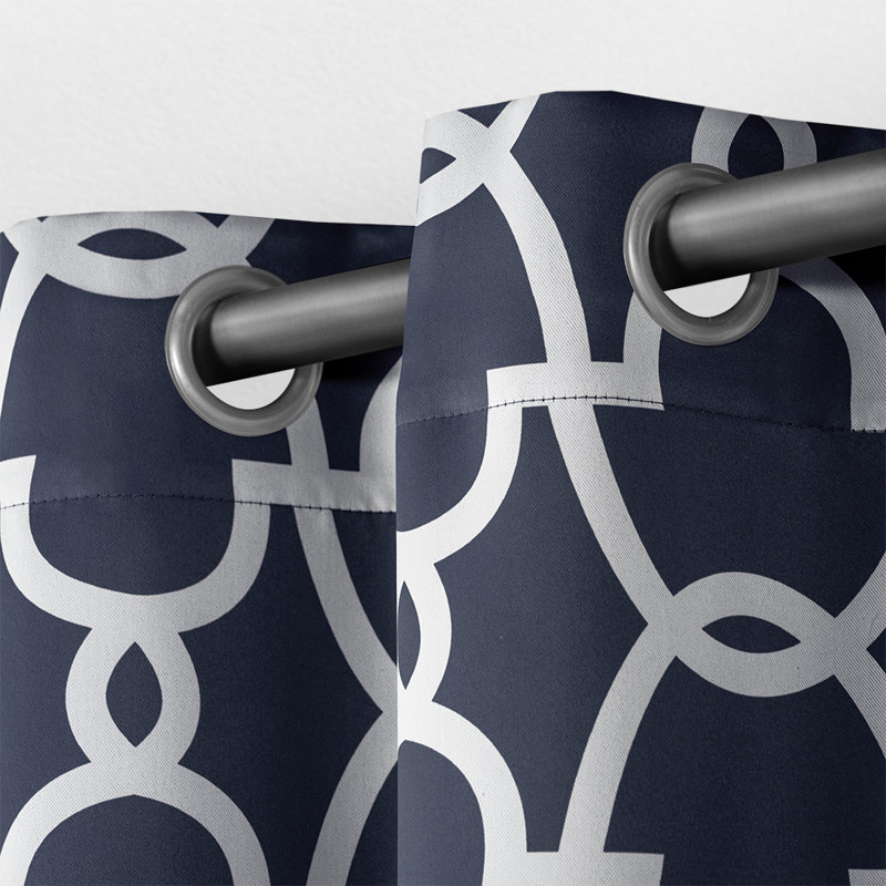 Andish 100% Polyester Room Darkening Curtain Pair, Peacoat Blue, 52" W x 96" L