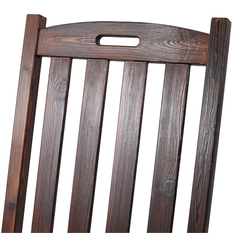 Chaise berçante d'intérieur pour l'extérieur à haut dossier brun, surdimensionnée, bois de sapin, facile à assembler, chaise berçante surdimensionnée en bois confortable, dossier, polyvalence, lisse