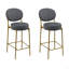 Ensemble de 2 tabourets de bar rembourrés en velours avec tabouret de comptoir rond avec dossier et repose-pieds pour îlot de cuisine-1217596336