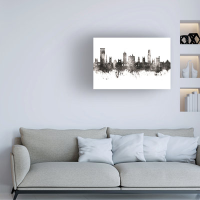 Art numérique sur toile, Michael Tompsett, «Yale Connecticut Skyline Black White»