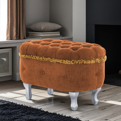 Banc de bout de lit orange tapissier en tissu orange de 29,5 po, grand espace de rangement pour fenêtre, rangement adaptable multi-scénario, cadre en bois