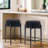 24" Modern Upholstered Bar Stool, Round Counter Height Stool with Black Metal Frame & Footrest, Soft Lambswool-Inspired Seat for Kitchen Island-2009996349