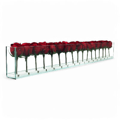 Roses 48 "avec vase encastré rouge