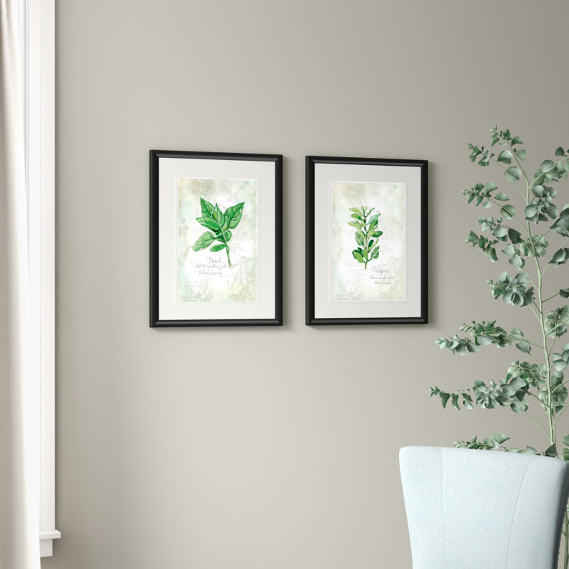 « fraîche basil »-2 pièces, ensemble de 2 reproductions de photos sur papier, Noir
