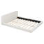 Grand lit plateforme tapissier avec tissu en velours, lit au sol avec cadre uni, beige