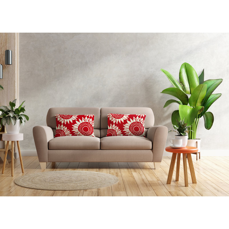 Polyester / Mélange de polyester Housse de coussin rectangulaire intérieure / extérieure lombaire et insert, Rouge