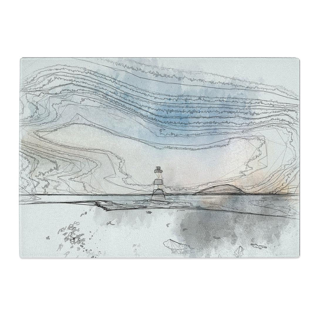 Tempered Glass Lighthouse & Seascape at Dusk Chopping Board