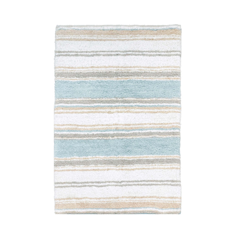 Tapis pour salle de bain Lermitage, Bleu / Beige / Blanc, L 24 po x L 40 po