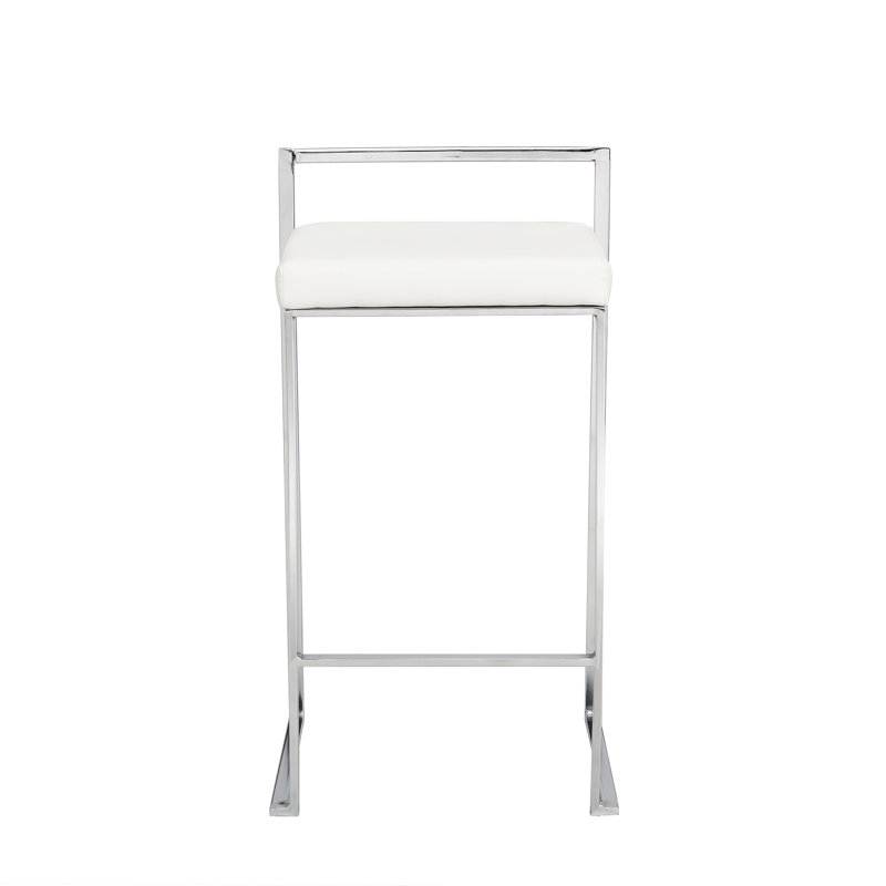 Modern White 25-Inch Counter Stool with Space-Saving Footrest, White