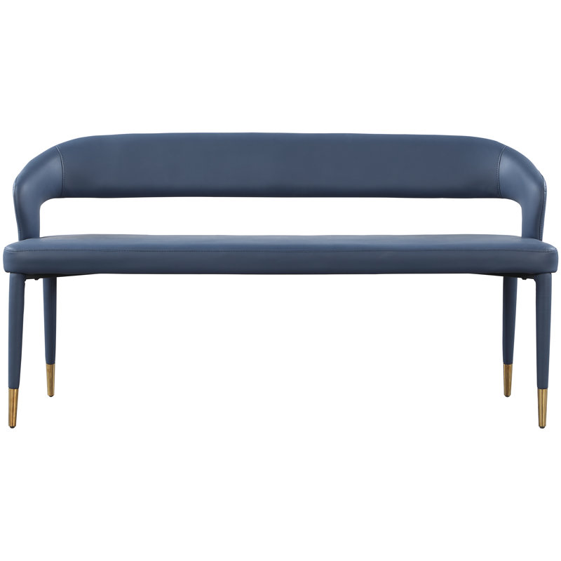 Destiny Faux Leather Bench, Navy Vegan Leather