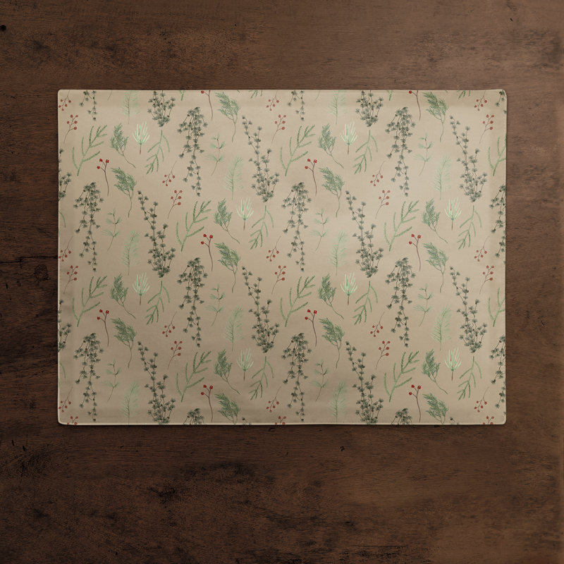 Imagean Cotton Floral Rectangle Placemat, Brown