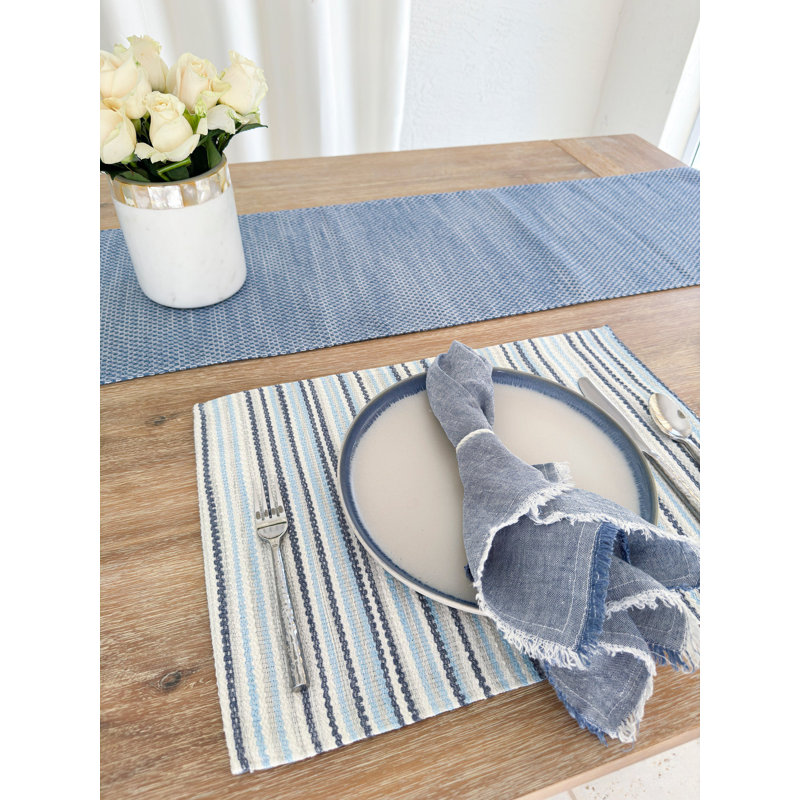Blue and White Striped Acrylic Rectangle Placemat