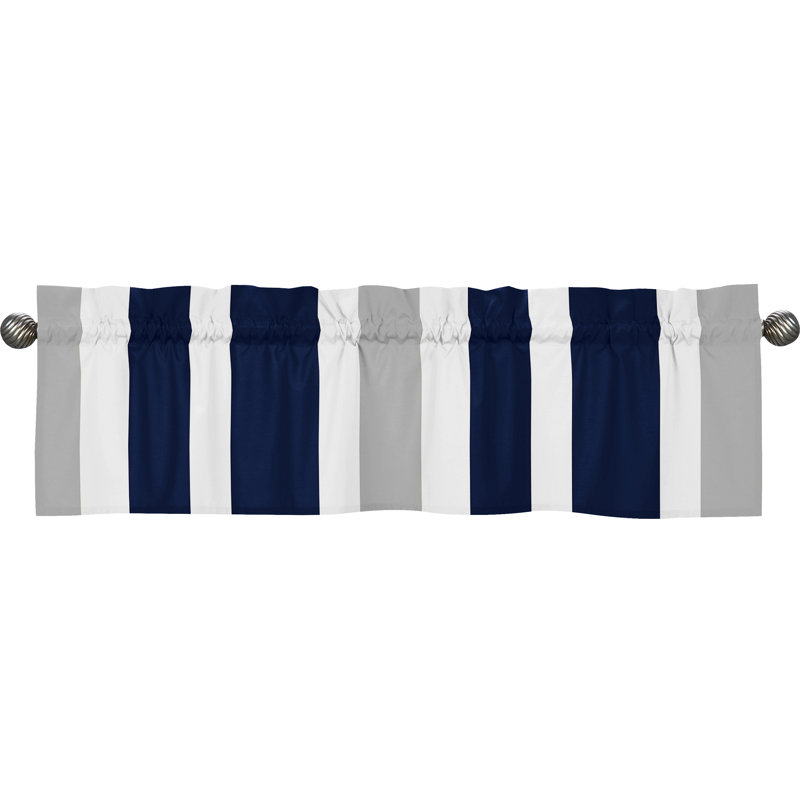 Cantonnière de fenêtre à rayures, Gris / bleu marine
