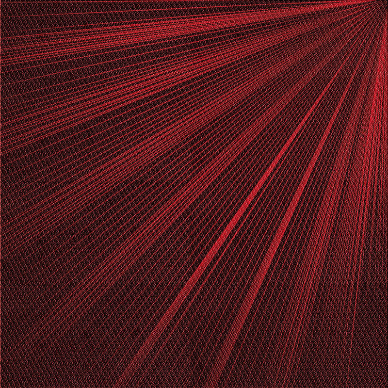 Tapis abstrait en laine rouge, Carré 3 pi