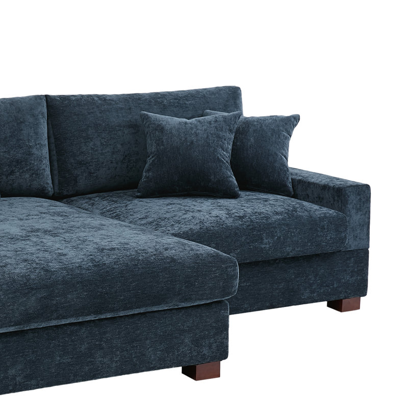 Canapé modulaire en chenille 2 pièces, Chenille bleu, Face à la gauche