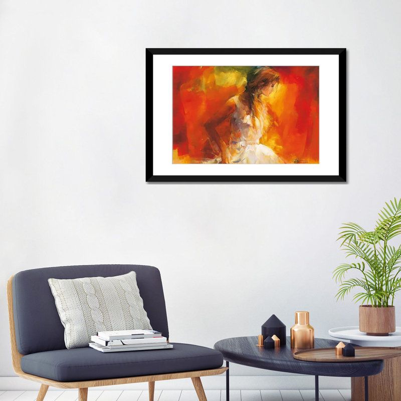 « young fille i », impression sur toile, H 24 po x l 32 po x P 1 po, Papier d'art encadré noir, Blanc