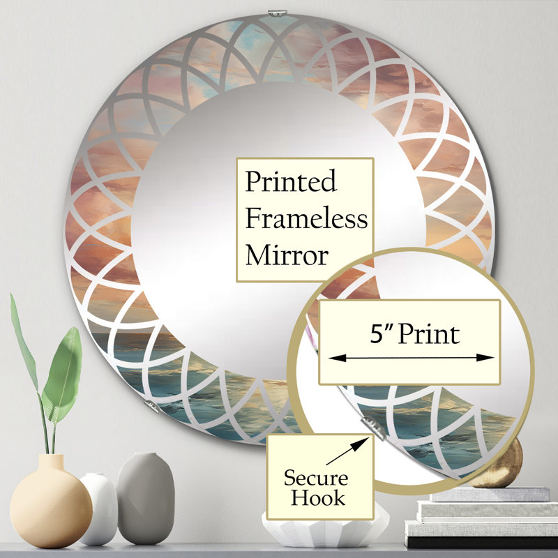 Brickingham - Miroir mural paysager rond, 24 po x 24 po